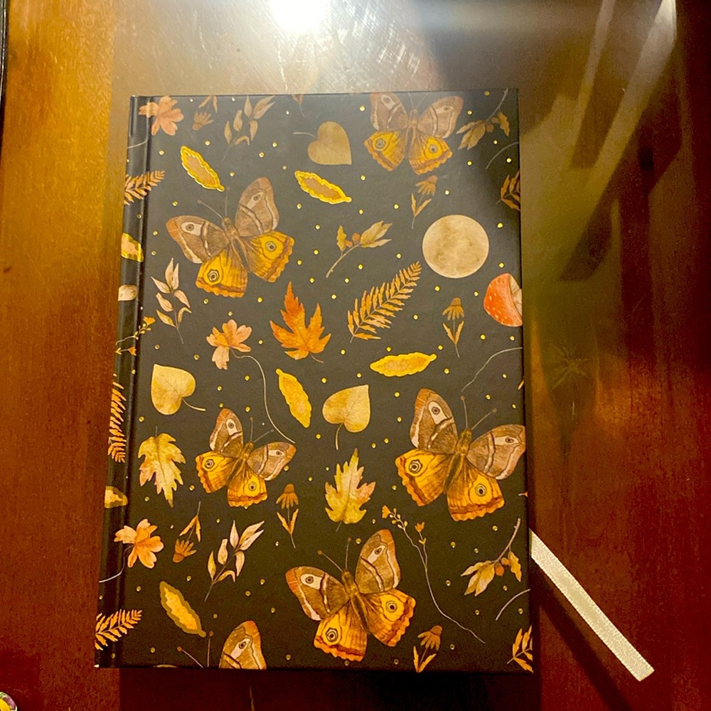 It could be used for Notebook, journal or diary.Hardcover butterfly fall leaves